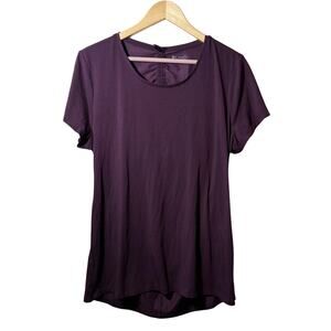 Athleta Encore Short Sleeve Cinch Back Open Women's Maroon Tee Shirt Size XL